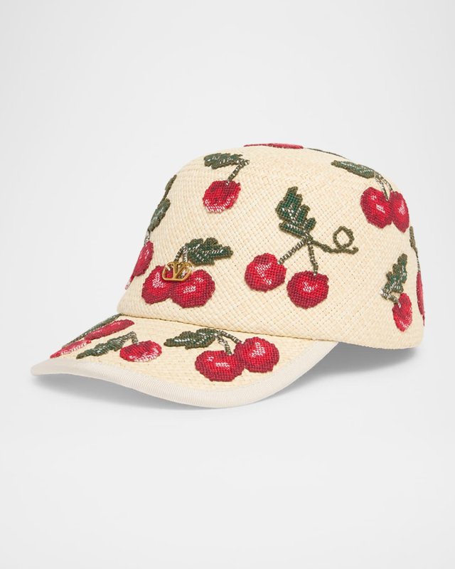 Cherries Straw Baseball Cap